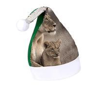 Rrtsmsgh Glitter Sequin Christmas Hat Funny Soft Xmas Cap Adult, Lioness with Cub Santa Hat for New Year Party, Green-style