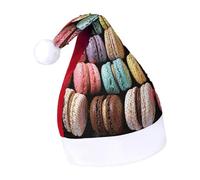 Rrtsmsgh Glitter Sequin Christmas Hat Funny Soft Xmas Cap Adult, Macaron Biscuit Flavored Pastries Santa Hat for New Year Party, Red-style