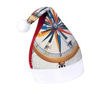 Rrtsmsgh Glitter Sequin Christmas Hat Funny Soft Xmas Cap Adult, Maritime Sailboat Compass Santa Hat for New Year Party