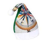 Rrtsmsgh Glitter Sequin Christmas Hat Funny Soft Xmas Cap Adult, Maritime Sailboat Compass Santa Hat for New Year Party