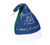 Rrtsmsgh Glitter Sequin Christmas Hat Funny Soft Xmas Cap Adult, Math Formula Santa Hat for New Year Party