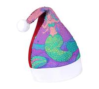 Rrtsmsgh Glitter Sequin Christmas Hat Funny Soft Xmas Cap Adult, Mermaid Pastel Purple Aqua Santa Hat for New Year Party