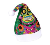 Rrtsmsgh Glitter Sequin Christmas Hat Funny Soft Xmas Cap Adult, Mexican Colourful Skull Santa Hat for New Year Party