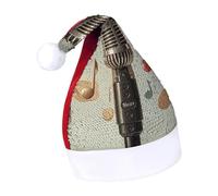 Rrtsmsgh Glitter Sequin Christmas Hat Funny Soft Xmas Cap Adult, Microphone with Music Note Santa Hat for New Year Party