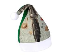Rrtsmsgh Glitter Sequin Christmas Hat Funny Soft Xmas Cap Adult, Microphone with Music Note Santa Hat for New Year Party