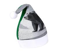Rrtsmsgh Glitter Sequin Christmas Hat Funny Soft Xmas Cap Adult, Modern Black Bear Santa Hat for New Year Party, Green-style