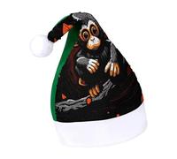 Rrtsmsgh Glitter Sequin Christmas Hat Funny Soft Xmas Cap Adult, Monkey on Red Branch Santa Hat for New Year Party, Green-style