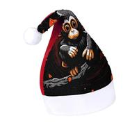 Rrtsmsgh Glitter Sequin Christmas Hat Funny Soft Xmas Cap Adult, Monkey on Red Branch Santa Hat for New Year Party, Red-style