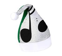 Rrtsmsgh Glitter Sequin Christmas Hat Funny Soft Xmas Cap Adult, Music Note Print Santa Hat for New Year Party
