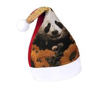 Rrtsmsgh Glitter Sequin Christmas Hat Funny Soft Xmas Cap Adult, Panda And Sunflower Santa Hat for New Year Party