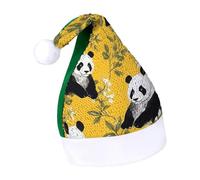 Rrtsmsgh Glitter Sequin Christmas Hat Funny Soft Xmas Cap Adult, Panda on Yellow Background Santa Hat for New Year Party