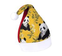 Rrtsmsgh Glitter Sequin Christmas Hat Funny Soft Xmas Cap Adult, Panda on Yellow Background Santa Hat for New Year Party
