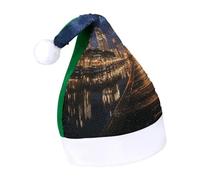 Rrtsmsgh Glitter Sequin Christmas Hat Funny Soft Xmas Cap Adult, Portland at Night Santa Hat for New Year Party