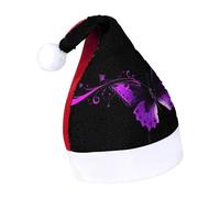 Rrtsmsgh Glitter Sequin Christmas Hat Funny Soft Xmas Cap Adult, Purple And Black Butterfly Santa Hat for New Year Party