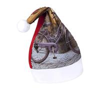 Rrtsmsgh Glitter Sequin Christmas Hat Funny Soft Xmas Cap Adult, Purple Bike by The Window Santa Hat for New Year Party