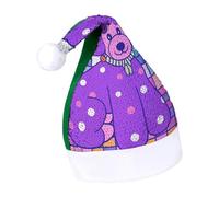 Rrtsmsgh Glitter Sequin Christmas Hat Funny Soft Xmas Cap Adult, Purple Poodle Polka Dots Santa Hat for New Year Party