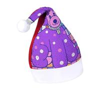 Rrtsmsgh Glitter Sequin Christmas Hat Funny Soft Xmas Cap Adult, Purple Poodle Polka Dots Santa Hat for New Year Party
