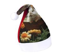 Rrtsmsgh Glitter Sequin Christmas Hat Funny Soft Xmas Cap Adult, Rabbit And Flower Santa Hat for New Year Party