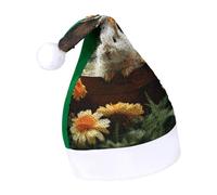 Rrtsmsgh Glitter Sequin Christmas Hat Funny Soft Xmas Cap Adult, Rabbit And Flower Santa Hat for New Year Party