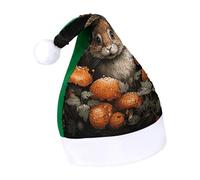 Rrtsmsgh Glitter Sequin Christmas Hat Funny Soft Xmas Cap Adult, Rabbit with Mushrooms Santa Hat for New Year Party