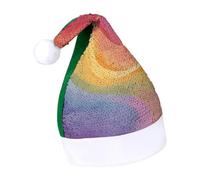 Rrtsmsgh Glitter Sequin Christmas Hat Funny Soft Xmas Cap Adult, Rainbow Santa Hat for New Year Party