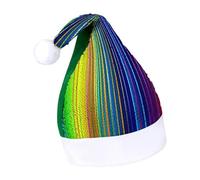 Rrtsmsgh Glitter Sequin Christmas Hat Funny Soft Xmas Cap Adult, Rainbow Striped Santa Hat for New Year Party