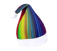 Rrtsmsgh Glitter Sequin Christmas Hat Funny Soft Xmas Cap Adult, Rainbow Striped Santa Hat for New Year Party