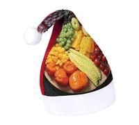 Rrtsmsgh Glitter Sequin Christmas Hat Funny Soft Xmas Cap Adult, Rainbow Vegetable And Fruit Santa Hat for New Year Party