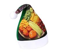 Rrtsmsgh Glitter Sequin Christmas Hat Funny Soft Xmas Cap Adult, Rainbow Vegetable And Fruit Santa Hat for New Year Party