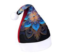 Rrtsmsgh Glitter Sequin Christmas Hat Funny Soft Xmas Cap Adult, Rectangle Mandala Santa Hat for New Year Party