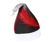 Rrtsmsgh Glitter Sequin Christmas Hat Funny Soft Xmas Cap Adult, Red And Black Feather Santa Hat for New Year Party, Red-style