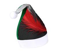 Rrtsmsgh Glitter Sequin Christmas Hat Funny Soft Xmas Cap Adult, Red And Black Feather Santa Hat for New Year Party, Green-style