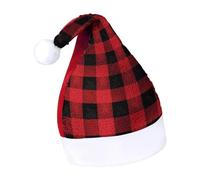 Rrtsmsgh Glitter Sequin Christmas Hat Funny Soft Xmas Cap Adult, Red Black Buffalo Check Plaid Pattern Santa Hat for New Year Party, Red-style
