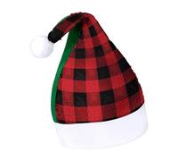 Rrtsmsgh Glitter Sequin Christmas Hat Funny Soft Xmas Cap Adult, Red Black Buffalo Check Plaid Pattern Santa Hat for New Year Party, Green-style