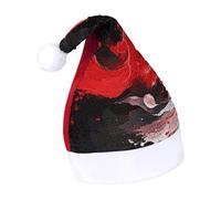 Rrtsmsgh Glitter Sequin Christmas Hat Funny Soft Xmas Cap Adult, Red Black White Abstract Santa Hat for New Year Party, Red-style