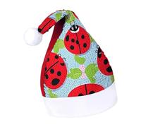 Rrtsmsgh Glitter Sequin Christmas Hat Funny Soft Xmas Cap Adult, Red Ladybug Pattern Santa Hat for New Year Party