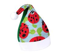 Rrtsmsgh Glitter Sequin Christmas Hat Funny Soft Xmas Cap Adult, Red Ladybug Pattern Santa Hat for New Year Party