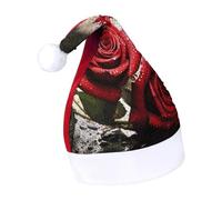 Rrtsmsgh Glitter Sequin Christmas Hat Funny Soft Xmas Cap Adult, Red Rose Flowers Santa Hat for New Year Party
