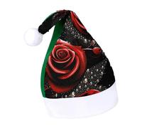Rrtsmsgh Glitter Sequin Christmas Hat Funny Soft Xmas Cap Adult, Red Roses And Stars Santa Hat for New Year Party