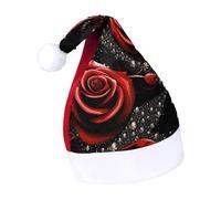 Rrtsmsgh Glitter Sequin Christmas Hat Funny Soft Xmas Cap Adult, Red Roses And Stars Santa Hat for New Year Party