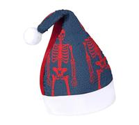 Rrtsmsgh Glitter Sequin Christmas Hat Funny Soft Xmas Cap Adult, Red Skeletons Santa Hat for New Year Party