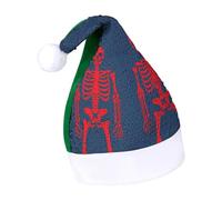 Rrtsmsgh Glitter Sequin Christmas Hat Funny Soft Xmas Cap Adult, Red Skeletons Santa Hat for New Year Party