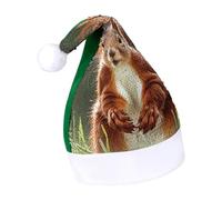 Rrtsmsgh Glitter Sequin Christmas Hat Funny Soft Xmas Cap Adult, Red Squirrel Santa Hat for New Year Party