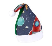 Rrtsmsgh Glitter Sequin Christmas Hat Funny Soft Xmas Cap Adult, Rocket Clipart Space Ship Santa Hat for New Year Party