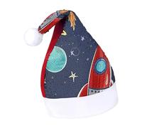 Rrtsmsgh Glitter Sequin Christmas Hat Funny Soft Xmas Cap Adult, Rocket Clipart Space Ship Santa Hat for New Year Party