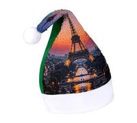 Rrtsmsgh Glitter Sequin Christmas Hat Funny Soft Xmas Cap Adult, Romantic Paris Eiffel Santa Hat for New Year Party