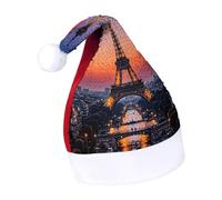 Rrtsmsgh Glitter Sequin Christmas Hat Funny Soft Xmas Cap Adult, Romantic Paris Eiffel Santa Hat for New Year Party