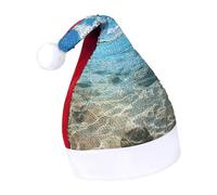 Rrtsmsgh Glitter Sequin Christmas Hat Funny Soft Xmas Cap Adult, Scenic Sea Water Santa Hat for New Year Party