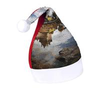 Rrtsmsgh Glitter Sequin Christmas Hat Funny Soft Xmas Cap Adult, Scotland Castle Water Lake Scottish Santa Hat for New Year Party