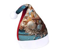 Rrtsmsgh Glitter Sequin Christmas Hat Funny Soft Xmas Cap Adult, Sea Shells And Starfish Santa Hat for New Year Party